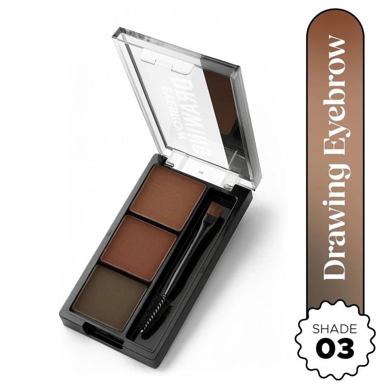 Hilary Rhoda Eyebrow Palette with Spoolie | 3 Natural Blendable Shades | Waterproof & Long-Lasting | Smudge-Proof Brow Powder Kit (Shade 03) – 7.2g - Thumbnail 9